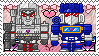 pixel art of megatron and soundwave from more than meets the eye