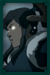 a picture of korra at the south pole in the avatar state with a green frame